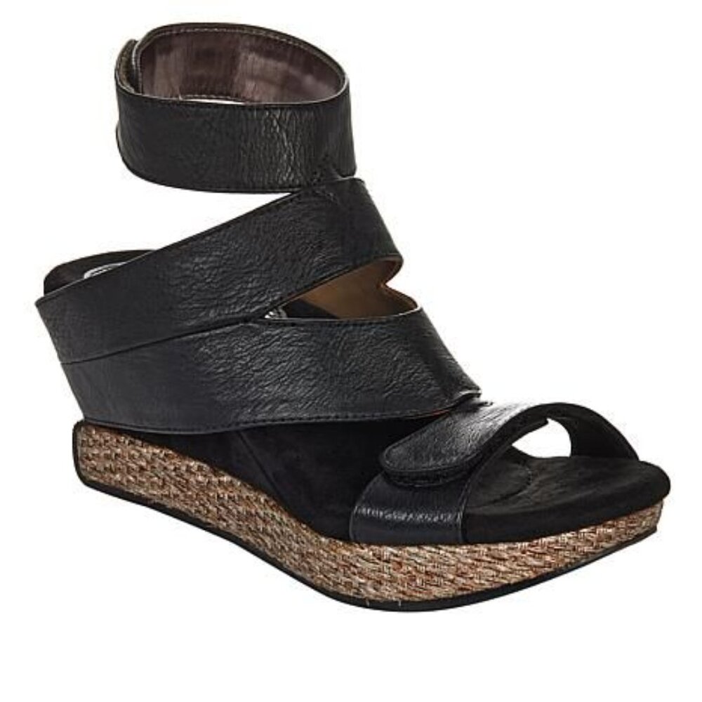 Modzori Olivia Reversible Women's Sz 7 Black/silver Wedge Sandals